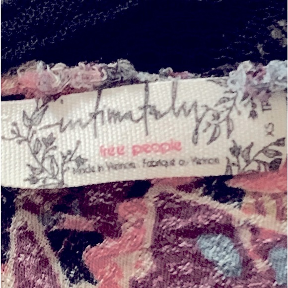 Free People “Marsha” Slip Dress W/ Black Lace & Multi-Color Floral Pattern - Picture 6 of 7